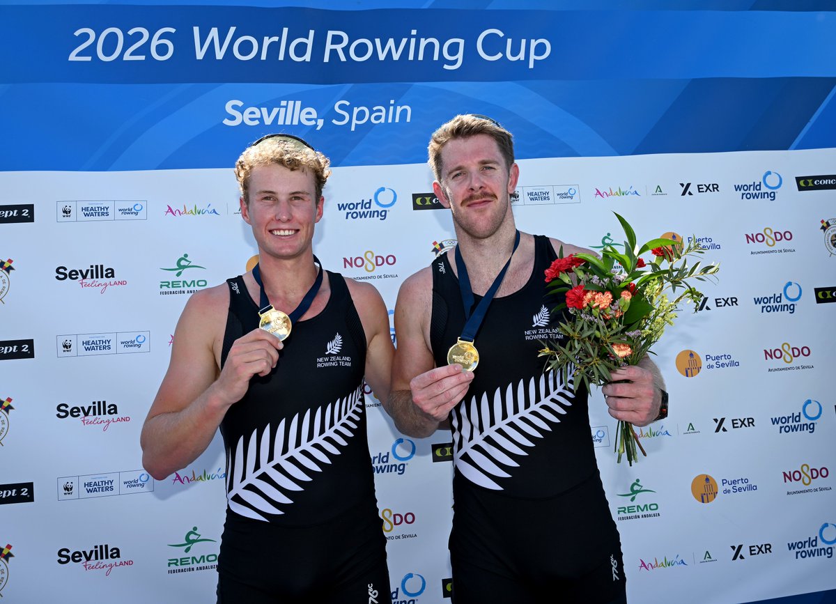 Sportzhub's tweet photo. Two medals for New Zealand at the opening World Rowing Cup in Seville! π³πΏπ£
World champions Ben Taylor and Oliver Welch continued their dominance with gold in the Men's Pair, while the Women's Four celebrated on the podium
Full story - https://t.co/EWY6tAJ2Hq
#NZRowing #WorldRowingCup #Seville2026 #Rowing #KiwiSport