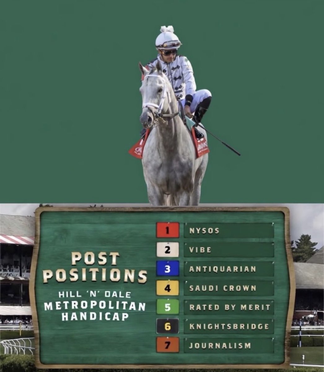 FMQStables's tweet photo. Champion 👑 SAUDI CROWN 👑
steps into the Metropolitan Mile for one of the toughest challenges of his career against America’s elite horses… with one clear mission: victory only 🎯
The champion will break from Gate 4.

To all fans and supporters this is the time to rally behind Saudi Crown and back the champion on the big stage. 🏇🔥