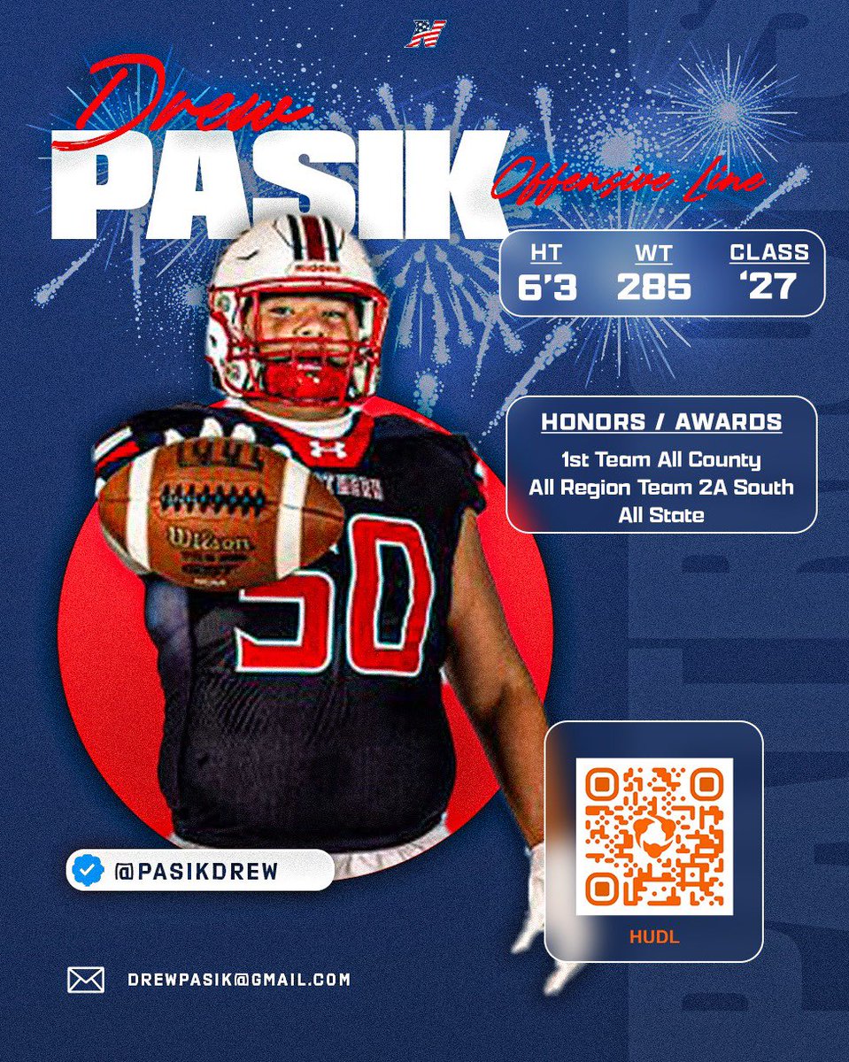 NHSPatriotsFB's tweet photo. NHSFB 2027 Offensive Lineman ‼️

🏆 Drew Pasik - @PasikDrew 
🎥 https://t.co/1GHdZiNBVt
🔗 https://t.co/aqaQPtSi82
📝Drew is complete throwback player! Physical and nasty at the point of attack. Can play all 5 offensive line positions. College projection is interior. https://t.co/LHjHlrbLIT
