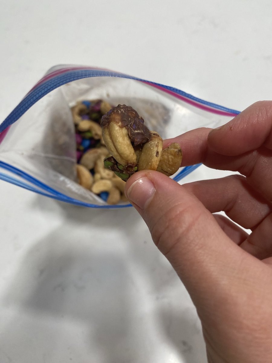 ames033's tweet photo. Made some homemade trail mix with the crispy cashews recipe in Nourishing Traditions and Unreal m&amp;ms. They got a little melty in the beach bag and the result is yummy nut clusters 😋 https://t.co/9Qqw05ttpY