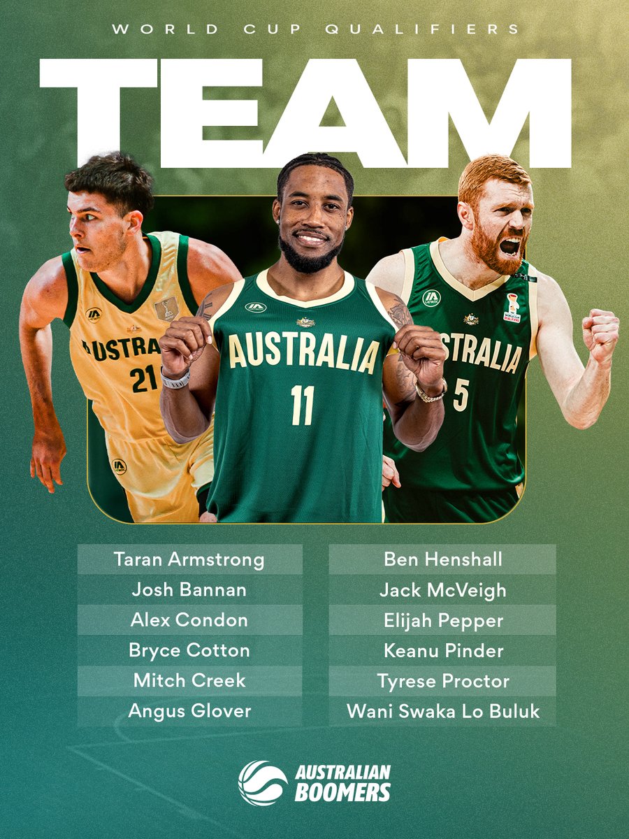 BasketballAus's tweet photo. There's a WA homecoming ahead with the Final 12 for @Australian Boomers announced 🦘🏝️

Cotton, Glover, Henshall and a whole lot of firepower will hit RAC Arena on 3 &amp; 6 July 

TEAM ➡️ https://t.co/PSys0Rzr0s

#GoBoomers | #FIBABWC | #WAtheDreamState https://t.co/eNgkL7AlXg