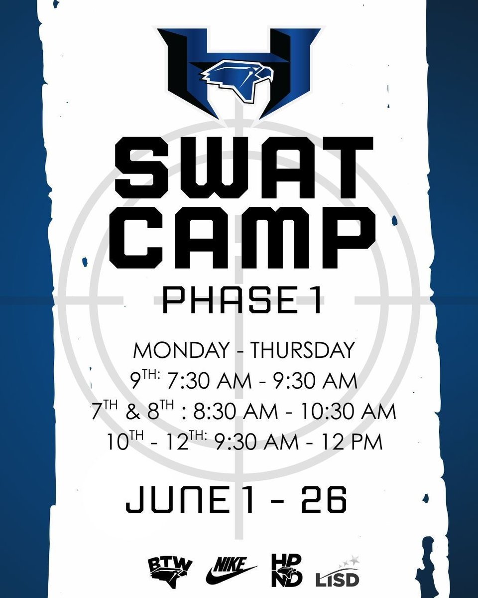 HebronFBBooster's tweet photo. Tomorrow the mission begins 💥
Phase 1 of Summer SWAT Camp starts tomorrow and runs Monday–Thursday through June 26. Time to get faster, stronger, and ready for the season ahead.
Let’s get to work.
#BTW #BringTheWood #BuiltToWin #WeOverMe #Believe https://t.co/EhqXP1Ja2p