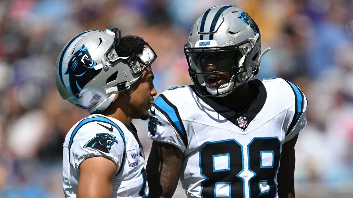 panthersbran's tweet photo. Players who caught a pass in Bryce Young’s first career game:

Chuba Hubbard — Panthers
Laviska Shenault — USFL 
Jonathon Mingo — 1 REC in 2025
Terrace Marshall — DNP in 2025
Adam Thielen — Retired
Hayden Hurst — Unemployed
Giovanni Ricci — Unemployed
Miles Sanders — Unemployed

They tried to write him off after his Rookie Campaign 😭.