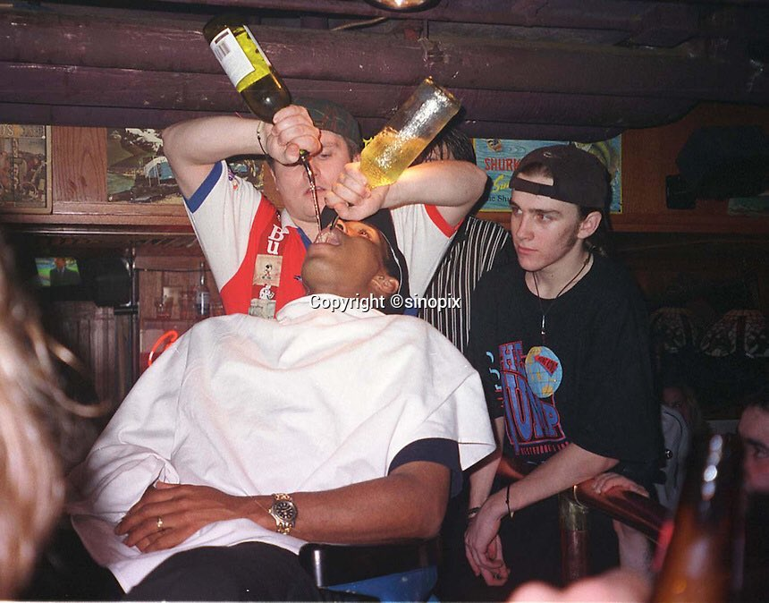 UKFootyBible's tweet photo. When England players went out for a quiet one in 1996... https://t.co/fkyyWg3i8S