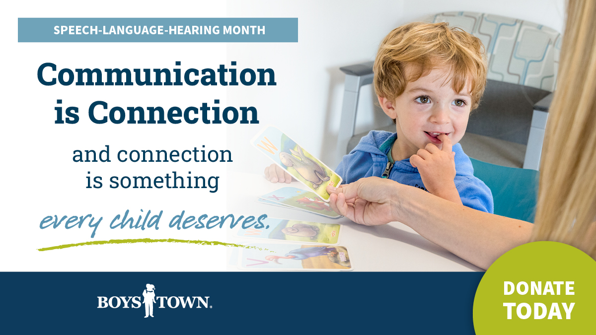 BoysTown's tweet photo. National Speech-Language-Hearing Month is almost over, but our work never stops. @BoysTownHosp is here for children who can't hear, children struggling with speech, families searching for answers, and researchers pushing the boundaries of what's possible. 
https://t.co/plfSOWE4hO https://t.co/B6Pp02eK7p