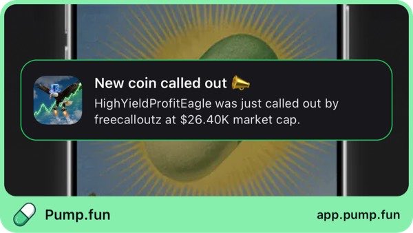 PimpCrypto_'s tweet photo. Just called out HighYieldProfitEagle at $26.40K mcap. My recent call hit 39x! Follow me on https://t.co/fqtSgCwPIE app to get instant alerts: https://t.co/3Iw0x7zOii https://t.co/N62PIOXGkq