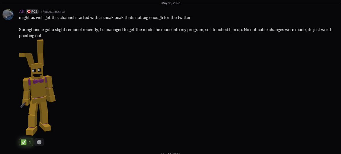 HellAtFreddys's tweet photo. Friendly Reminder: Some sneak peaks may be exclusivity posted in discord due to them not being big enough to warrant a discord post. So, all themore reason to join our discord server 😊 (link in replies.)

#hellatfreddys https://t.co/33n3wVwqp2