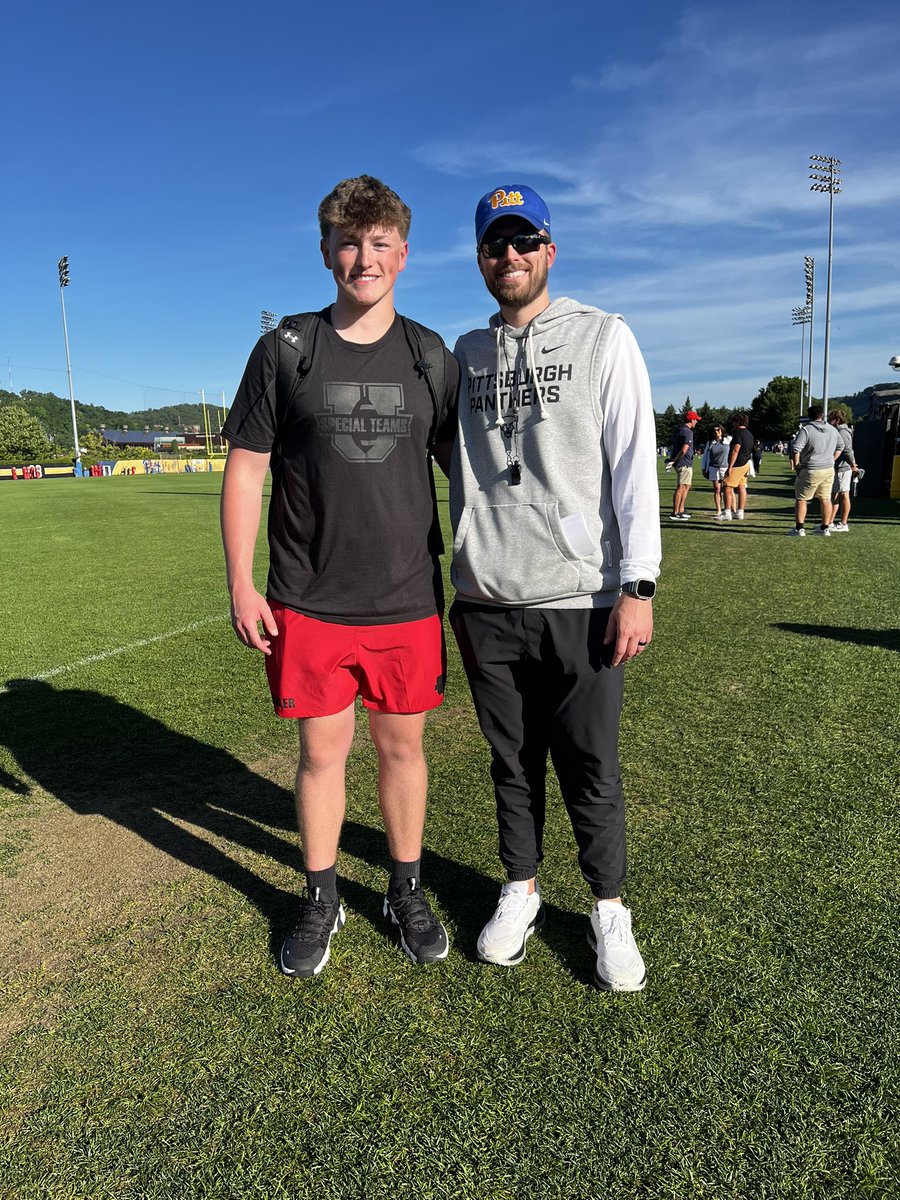 JacobTraxler64's tweet photo. Had an amazing time @Pitt_FB , thank you @PrieferJr1 and @CoachPriefer for having me out. Looking forward to being back on campus this fall‼️‼️

#H2P #PittFootball 

@SpecialTeamsU  @CoachDuzzPittFB @ShaneBreon @shane_griffin54 @PIAASports @MerfRadio @PaFootballNews
@PennLive @247recruiting
@JimHammett @CoachDuzzPittFB