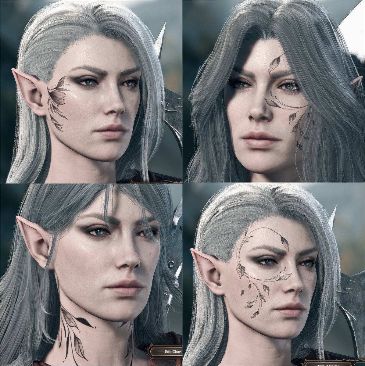 Psylo_hex's tweet photo. so i got bored and decided to figure out how to make my own tattoos in bg3 dunno on what Tav ima use these but wanted to share my fav ones : ) https://t.co/rcJyJyAUF8