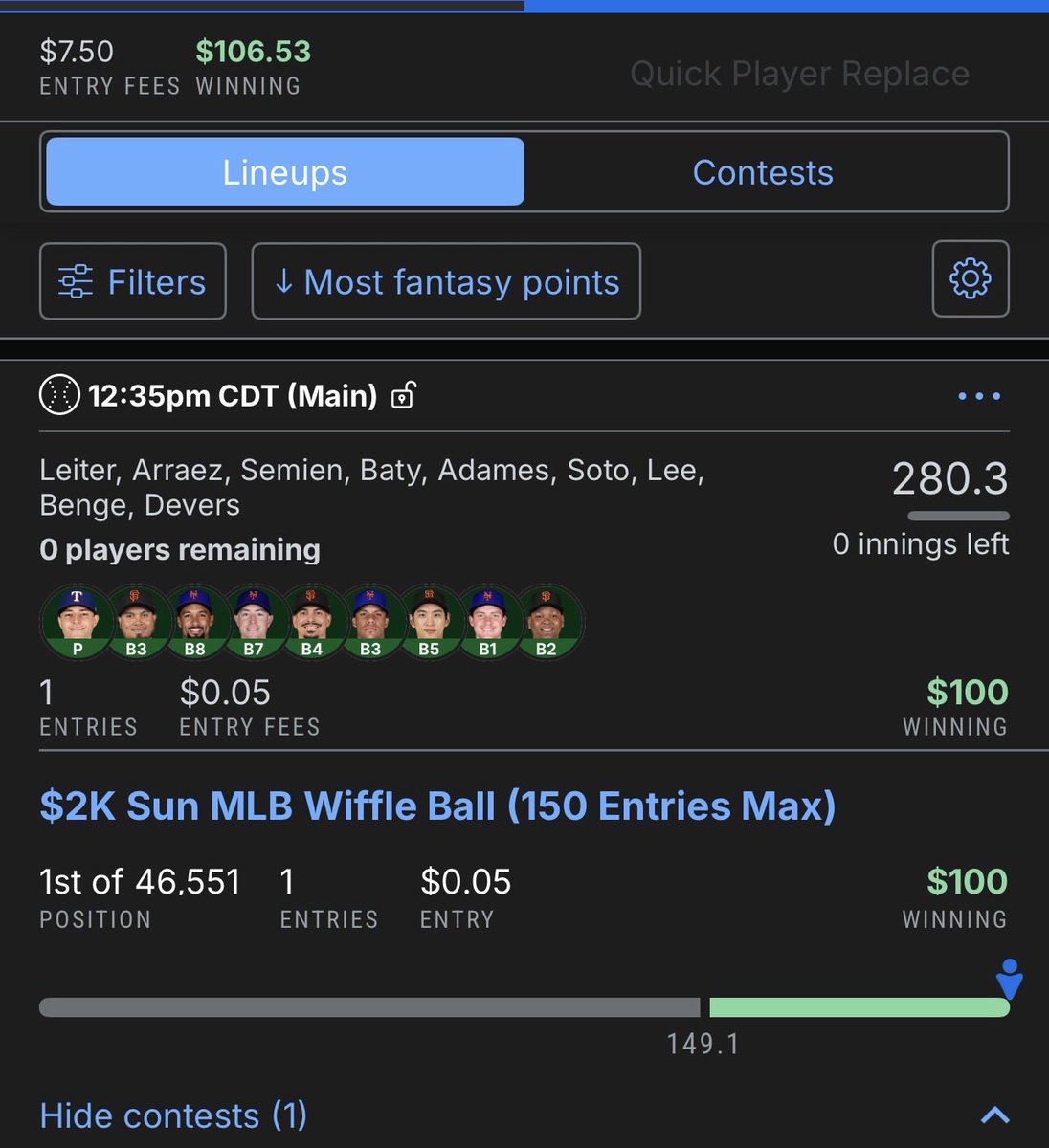 DFSFan4's tweet photo. @Loughy @EricLindquist @EmacDFS @StokasticHOF Another W!!! Can’t beat the tools!!!  2nd W in a couple weeks!! https://t.co/oCXXXw41Sh