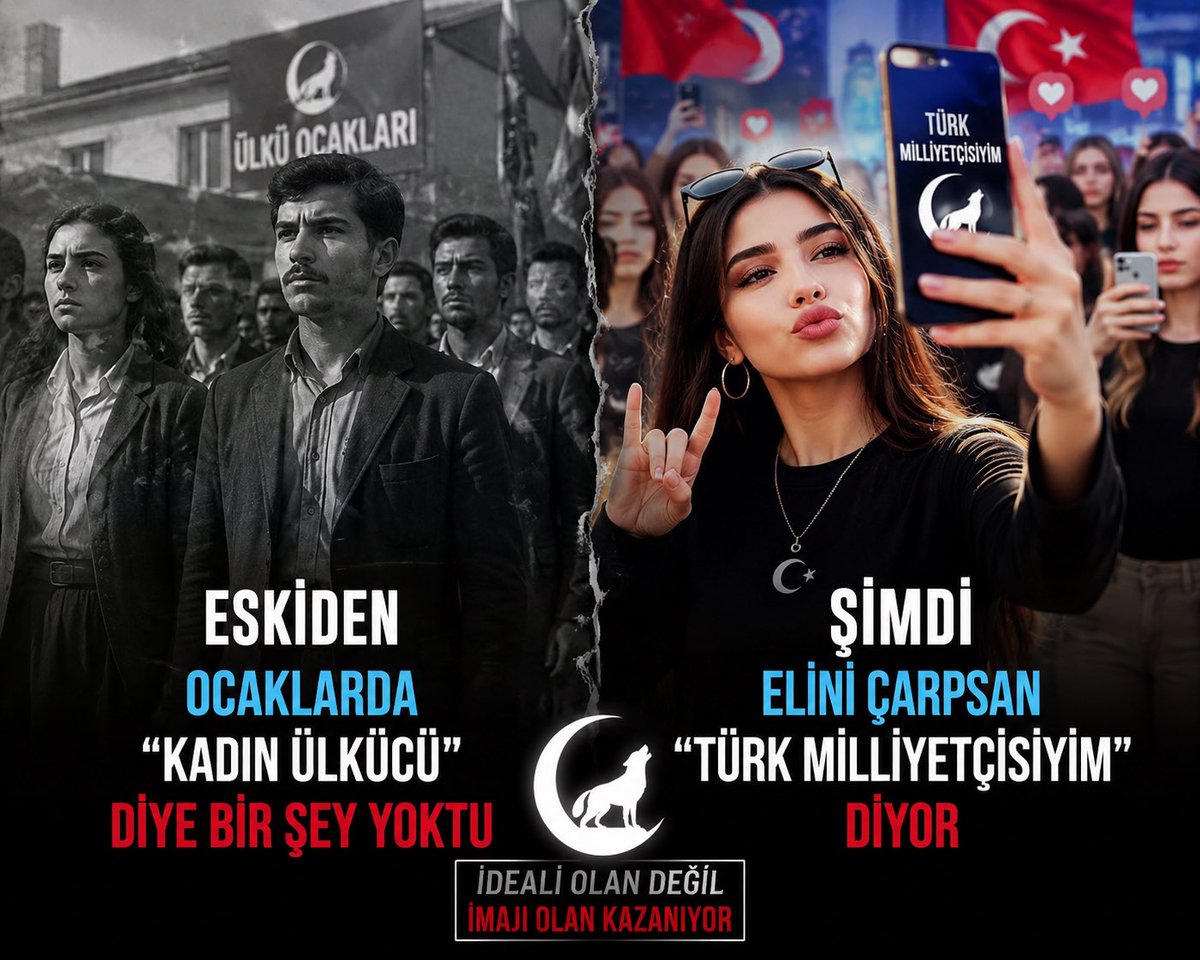 Selanikkli001's tweet photo. Çok değer verdiğim bir Ülkücü abim eskiden ocaklarda "kadın ülkücü"diye bişey yoktu şimdi elini çarpsan "Türk milliyetçisiyim" diyor dedi

Şöyle bi düşündüm hakketen dediği doğru. Artık ortamlarda "cool" gözükmek için bile millet Türkçüyüm diyor. 

Solculukdan utanılıyor @erkbas https://t.co/j5Nqmldast