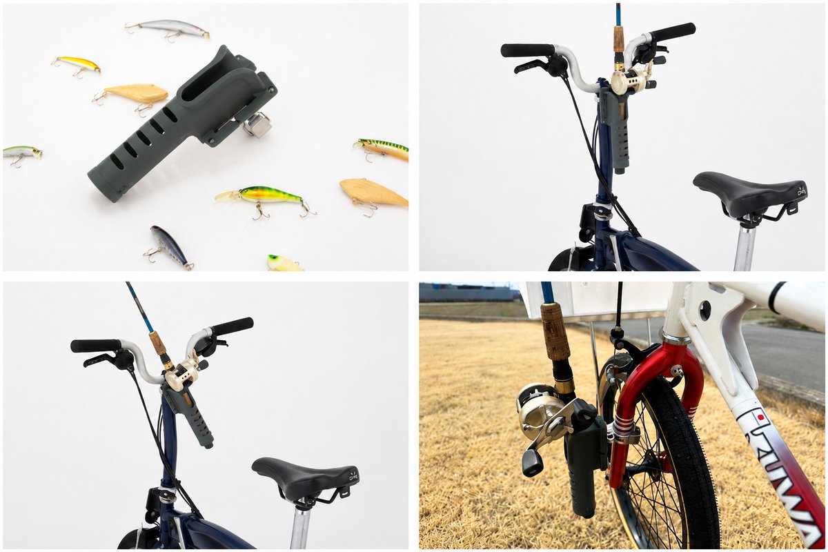 noguchi_shokai's tweet photo. 自転車で釣りに行くなら注目。ミノウラの新製品「RH-100 ロッドホルダー」が登場。ランガンスタイル向けに開発され、ロッドを安全・スマートに携行可能。首振り機能搭載で干渉を回避し、ブロンプトンとの相性も良好です。 #RIDEandFISH #ミノウラ https://t.co/xtEdzWGsQx