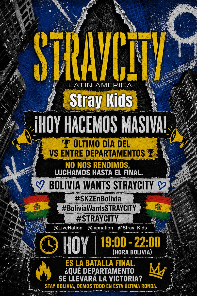 StayTeamBO's tweet photo. 🔥 La lucha fue intensa y cada departamento dio una gran batalla.
🏆 Hoy llegamos a la ronda final del VS.
¡A darlo todo una última vez! 🇧🇴✨🦔💙
#SKZEnBolivia
#BoliviaWantsSTRAYCITY
#STRAYCITY

@LiveNation @jypnation @Stray_Kids https://t.co/zhptqBD5Jo