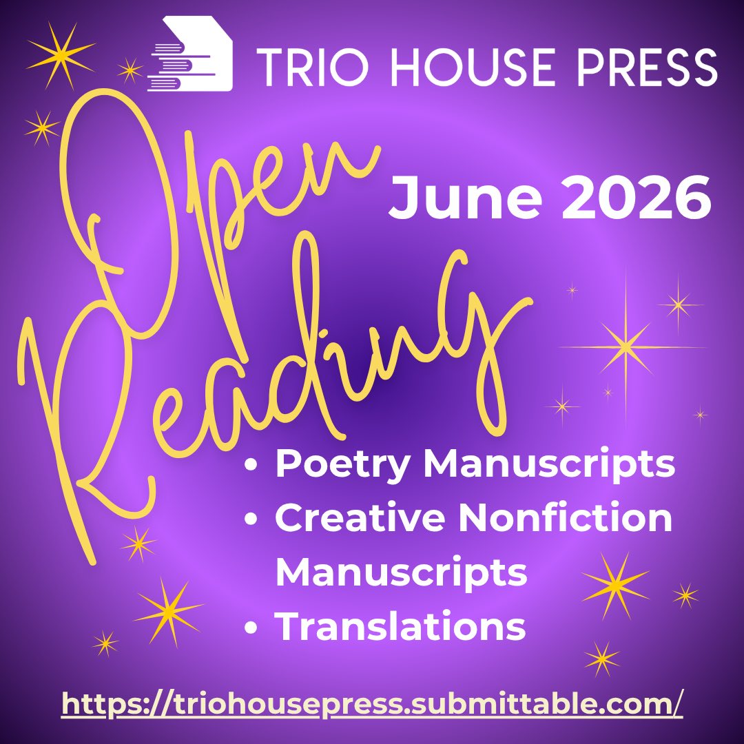 triohousepress's tweet photo. Send us your poetry, memoir, researched CNF, or translation manuscript during June! No reading fee for those earning less than 50 K. We would love to read your work!
https://t.co/CTLXqOvRem https://t.co/eSNQ5rTJdS