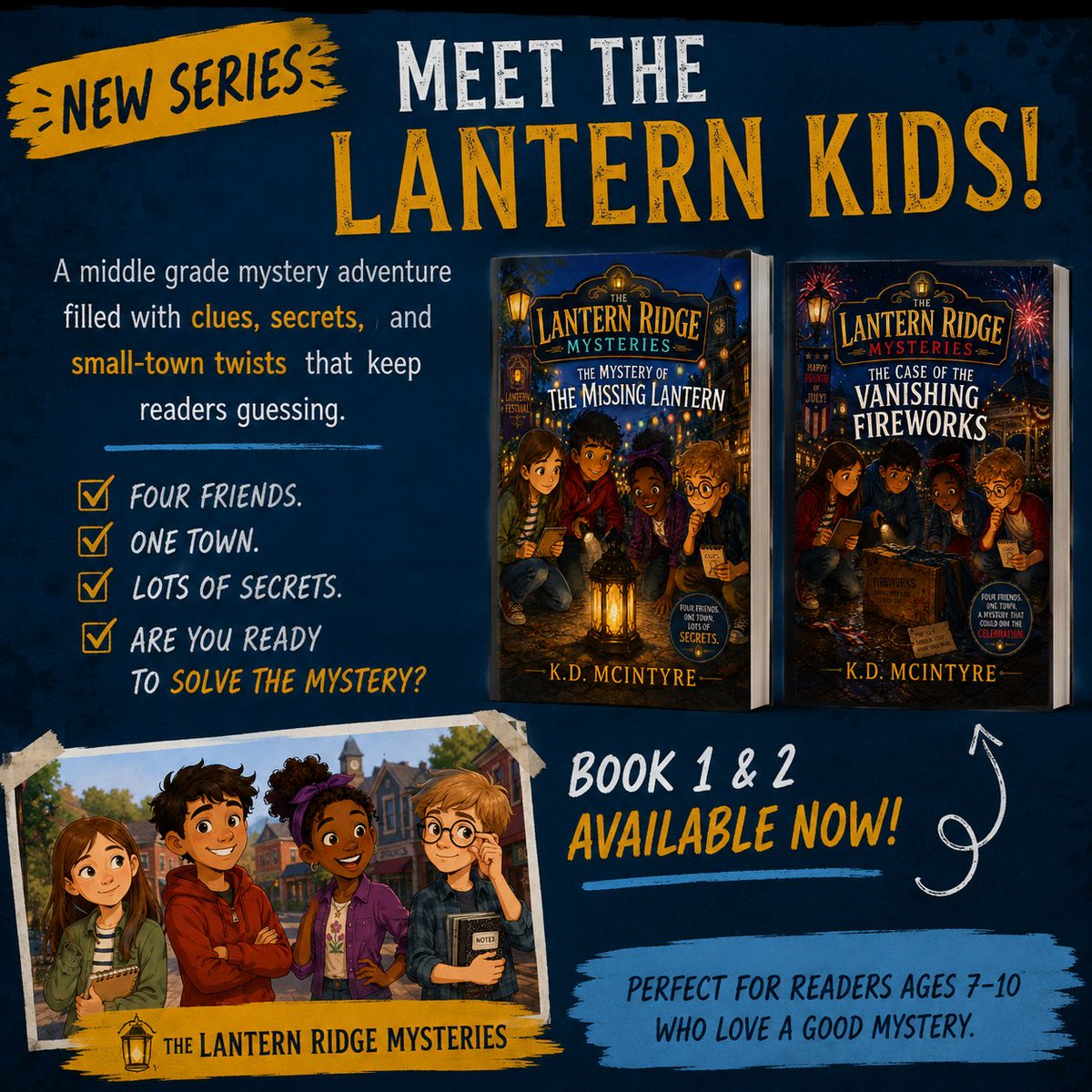 KDMacAuthor's tweet photo. What would you do if something in your town didn’t feel quite right…? 👀

That’s exactly what the Lantern Kids are about to uncover.

🕯️ The mystery is just getting started in the Lantern Ridge series—and trust me, there are plenty of secrets waiting to be revealed.

📚 Learn more at: https://t.co/9FQsCKDozw

#MysteryBooks #KidsBooks #LanternRidge