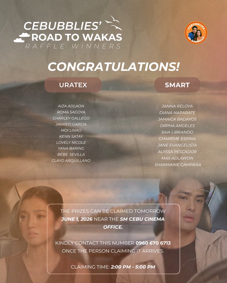 CEBUbbliesOFC's tweet photo. Hello! Here are our raffle winners! 🎉

Congratulations to all the winners—you may now claim your prizes today.

A huge thank you to our generous sponsors & partner brands for making this raffle possible, and to everyone who joined & supported our block screening. We appreciate you all! 🧡