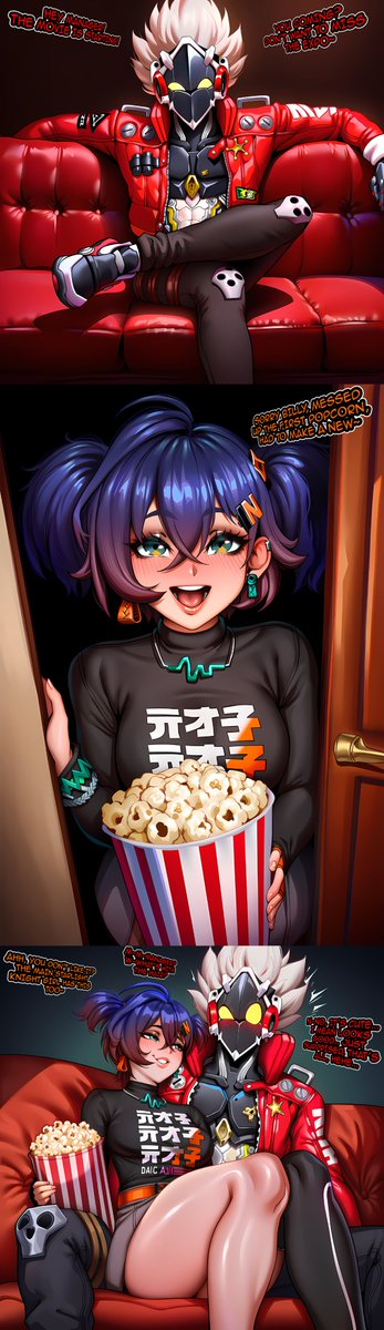Renz3n_'s tweet photo. [Mini-comic] Starlight Movie Night ✨

There is only ONE thing in the world that can distract Billy from watching the latest Starlight Knight movie 😏

Mini-comic dedicated to the one and only @Kerorumi_AI as a good luck to pull SBilly 💕

#zenlesszonezero #billykid #belle https://t.co/TYlQ5jwZUv