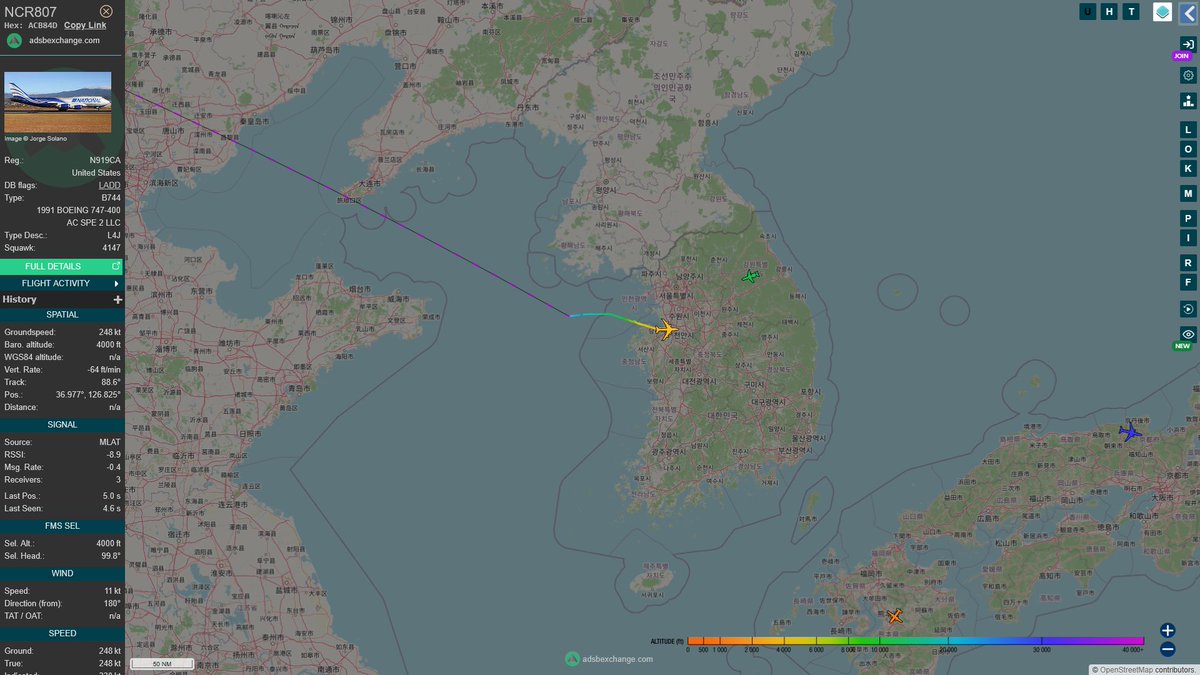 AIYeyENGDdJkjTr's tweet photo. June 1, 2026
#Ben Gurion, Israel ==> #Osan Air Base, South Korea 

#NCR807 #ACB84D National Airlines Boeing 747-428(BCF) https://t.co/T55wfUoG44