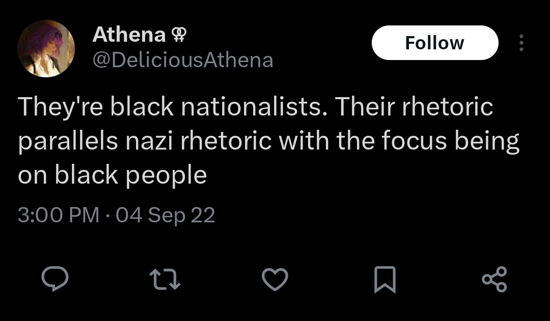 RNAfrikan's tweet photo. Any hint of non acceptance of the status quo (Integration, Assimilation, Genocide) is met with accusations of black Zionism/Nazism, its instinctual

Whites treat nationalism like gamers treat politics, it only exists when their victims do it (and thus is categorically bad) https://t.co/GQ7PaQ7az8