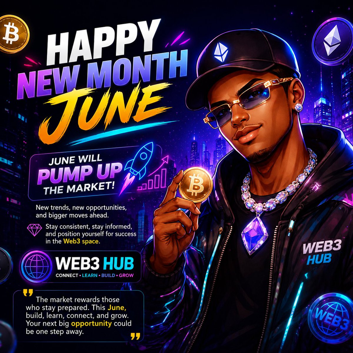 blobetech_niche's tweet photo. "The market rewards those who stay prepared. This June, build, learn, connect, and grow. Your next big opportunity could be one step away."
#HappyNewMonth
#June2026
#Web3Hub
#Crypto
#Blockchain
#Bitcoin
#Ethereum
#Web3Community
#BUIDLAndGrow 🚀💎 https://t.co/hLsQkcEGvt