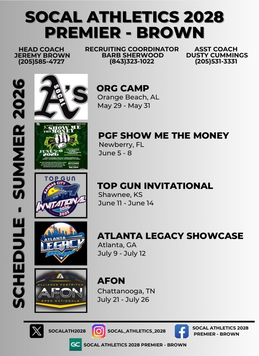 Kwhistle_2028's tweet photo. I had an amazing time getting back in the field this week with all of my SoCal girls! Here’s our official Summer Schedule! So excited to get this season started!!

 @BSherSB @08SCANATIONAL
@socalath2028 @los_stuff @LineDsoftball @LegacyLegendsS1 @IHartFastpitch @ExtraInningSB
@Softball_Home