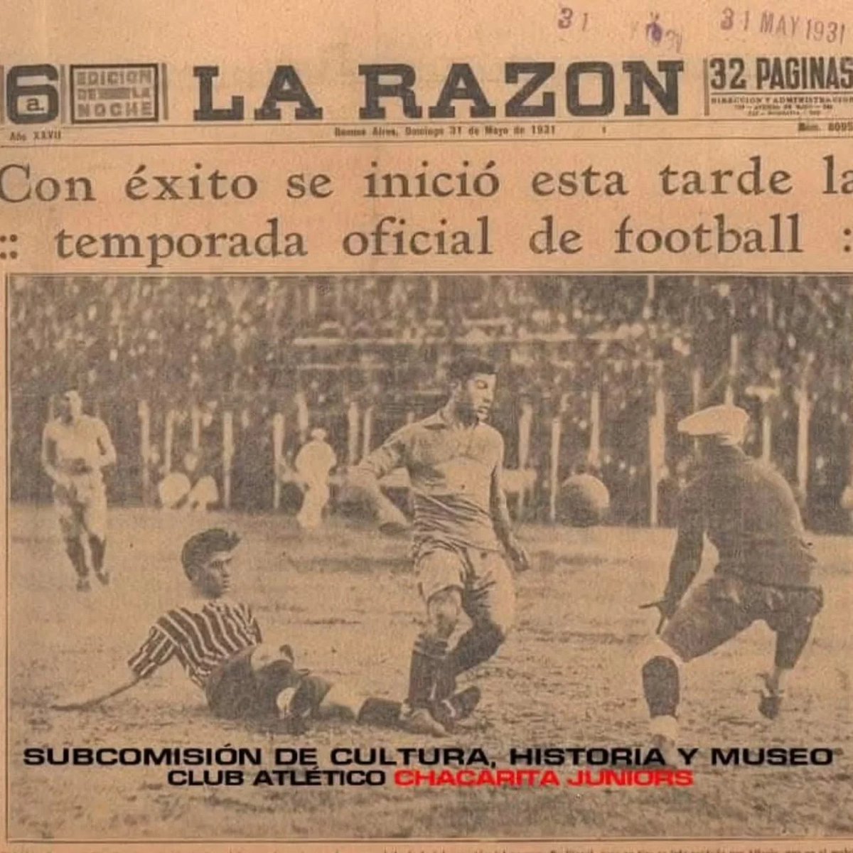 CulturaCAChJrs's tweet photo. #UnDiaComoHoy | Se disputó el primer partido del profesionalismo.

El 31 de mayo de 1931, #Boca y #Chacarita disputaron el primer partido profesional por la jornada inaugural del flamante ´´Liga Argentina de Football´´ y el resultado fue un empate 0 a 0

https://t.co/pgcAi1lhGZ https://t.co/NKOyQuHGI4