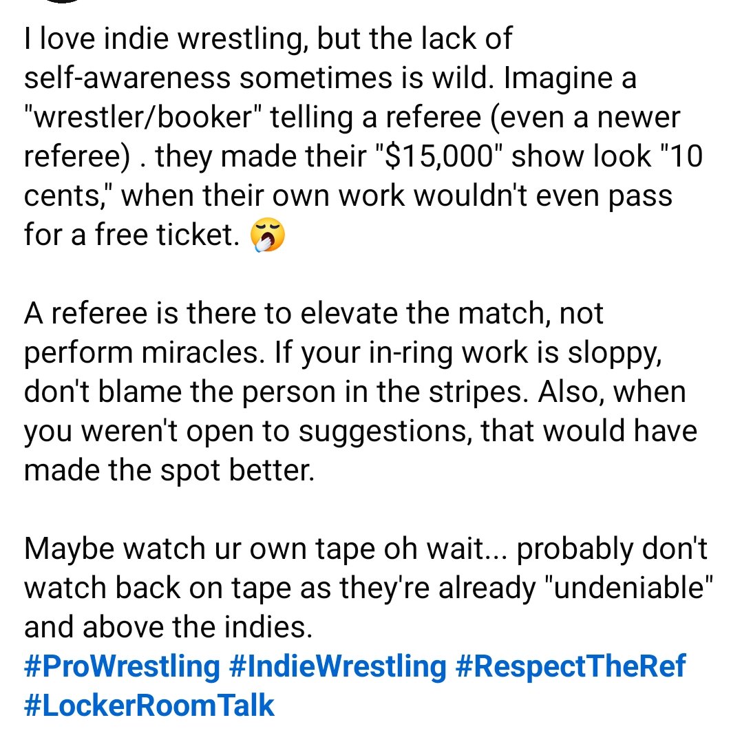 LatinaRefLayne's tweet photo. #ProWrestling #IndieWrestling #RespectTheRef #LockerRoomTalk https://t.co/eXiK62yy3X