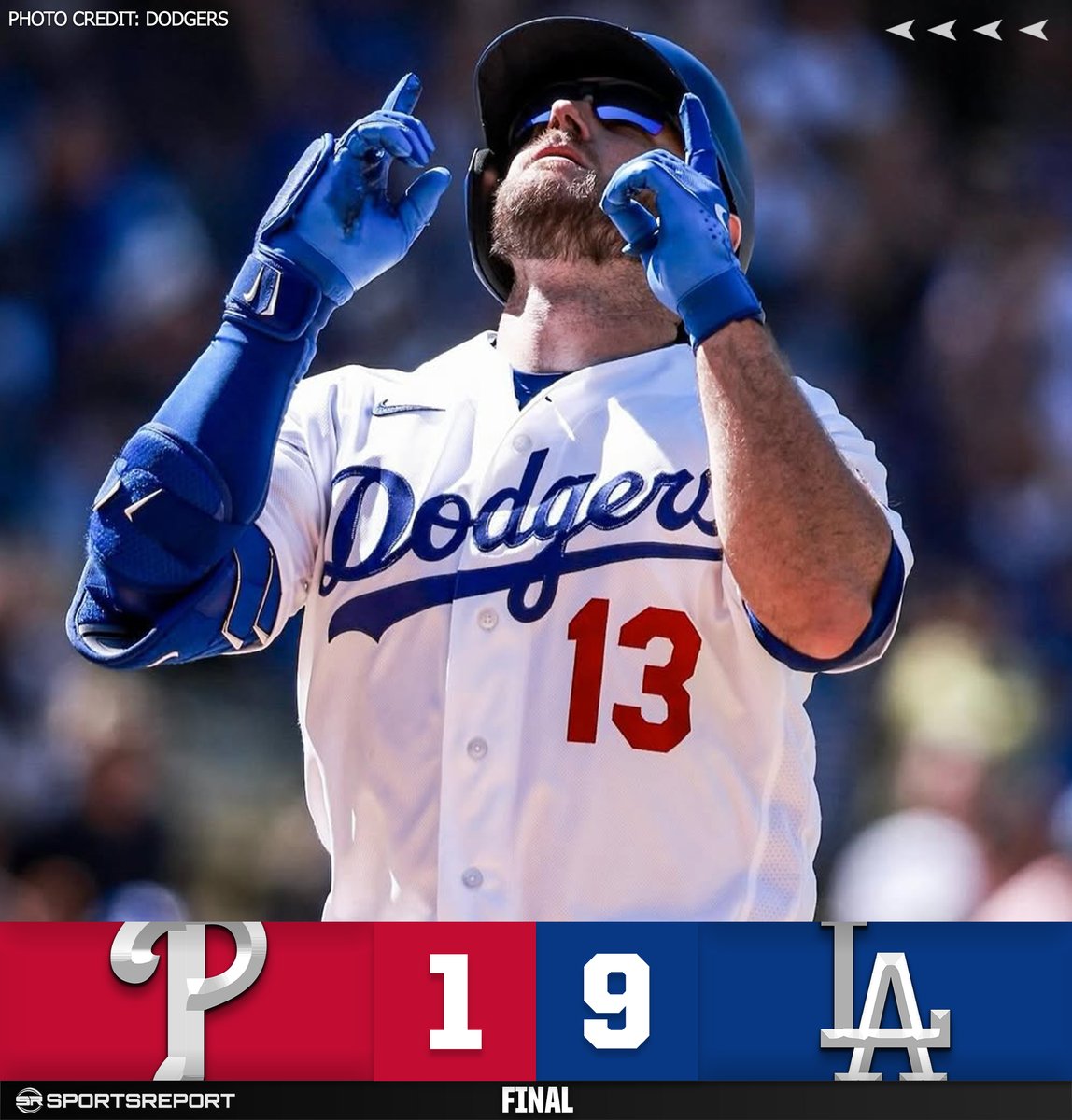 SRDodgers's tweet photo. DODGERS WIN!!! LA crushes the Phillies for the series win!! https://t.co/RqR3mZ1fKM