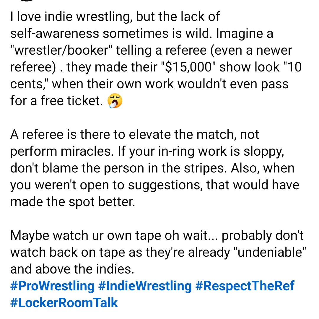 LatinaRefLayne's tweet photo. #ProWrestling #IndieWrestling #RespectTheRef #LockerRoomTalk https://t.co/IC9VVrN0YE