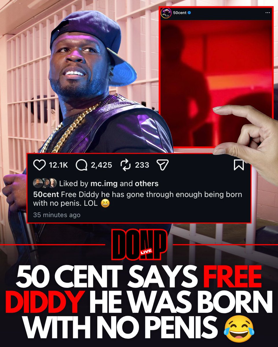 DonPerion's tweet photo. 50 Cent is still trolling Diddy over the leaked tape with 50’s baby mama Daphne Joy 😂

He posted: “Free Diddy he has gone through enough being born with no p-nis. LOL 😆”

You think 50 Cent is destroying Diddy in this beef or low key hurt? 🤔 https://t.co/Bk4znwTmsH