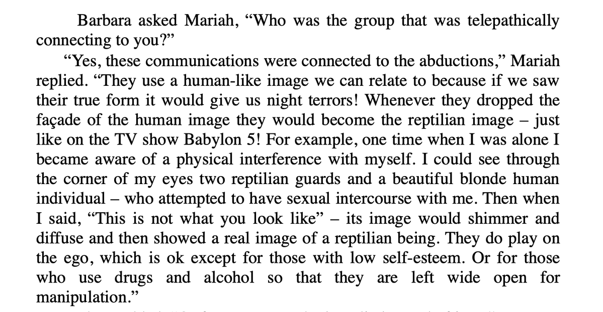 greenray__'s tweet photo. A UFO abductee started channelling beings with automatic writing and telepathy. They told her she was chosen to save earth. She felt herself having sex with invisible people. Her health declined, a voice said she should harm her children. She saw these beings appear as reptilians https://t.co/MBH2c5VuXb