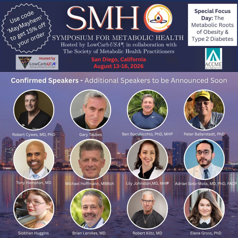 lowcarbusa's tweet photo. Save 15% with code “MayMayhem”
Ending soon!

Join leading clinicians, researchers, and practitioners at the 11th Annual Symposium for Metabolic Health in San Diego - August 13–16, 2026

This year includes a special focus day on the metabolic roots of obesity and type 2 diabetes—& a total of 4 days of cutting-edge science, practical insights, and meaningful discussion.

Whether you’re a clinician, coach, researcher, or simply passionate about metabolic health, this is one of the most valuable events of the year.

Register here:
https://t.co/h5hOlhgZYt