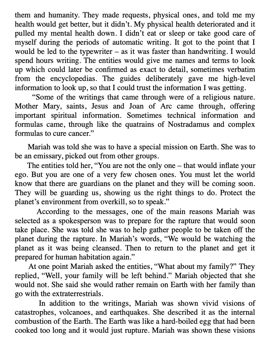greenray__'s tweet photo. A UFO abductee started channelling beings with automatic writing and telepathy. They told her she was chosen to save earth. She felt herself having sex with invisible people. Her health declined, a voice said she should harm her children. She saw these beings appear as reptilians https://t.co/MBH2c5VuXb