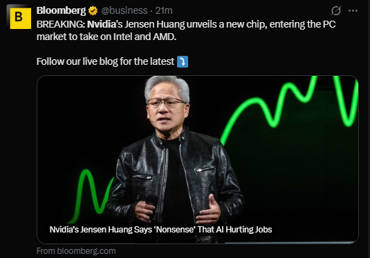 TraderKP_TH's tweet photo. [BREAKING] - NVIDIA ท้าชน Intel โดยตรง ! เปิดตัวชิปประมวลผลสำหรับ Windows PC อย่างเป็นทางการแล้ว

NVIDIA บริษัทที่เคยครองโลกด้วย GPU และ AI Data Center ประกาศเปิดตัว RTX Spark ชิปสำหรับ Windows PC อย่างเป็นทางการ พร้อมส่งสัญญาณชัดว่าเป้าหมายต่อไปคือการชิงส่วนแบ่งตลาดจาก Intel และ AMD

Jensen Huang ระบุว่าโลกได้เข้าสู่ยุค Agentic AI แล้ว ยุคที่คอมพิวเตอร์ไม่ได้เป็นเพียงเครื่องมือ แต่จะกลายเป็น "ผู้ช่วย" ที่สามารถคิด วิเคราะห์ และทำงานร่วมกับมนุษย์ได้โดยตรง

ที่น่าสนใจคือ NVIDIA เปิดเผยว่า OpenAI, Anthropic และ SpaceX เป็นกลุ่มแรก ๆ ที่เริ่มใช้งานชิป AI รุ่นใหม่ตระกูล Vera Rubin สะท้อนว่าความต้องการพลังประมวลผล AI ยังร้อนแรงกว่าที่หลายคนคาด