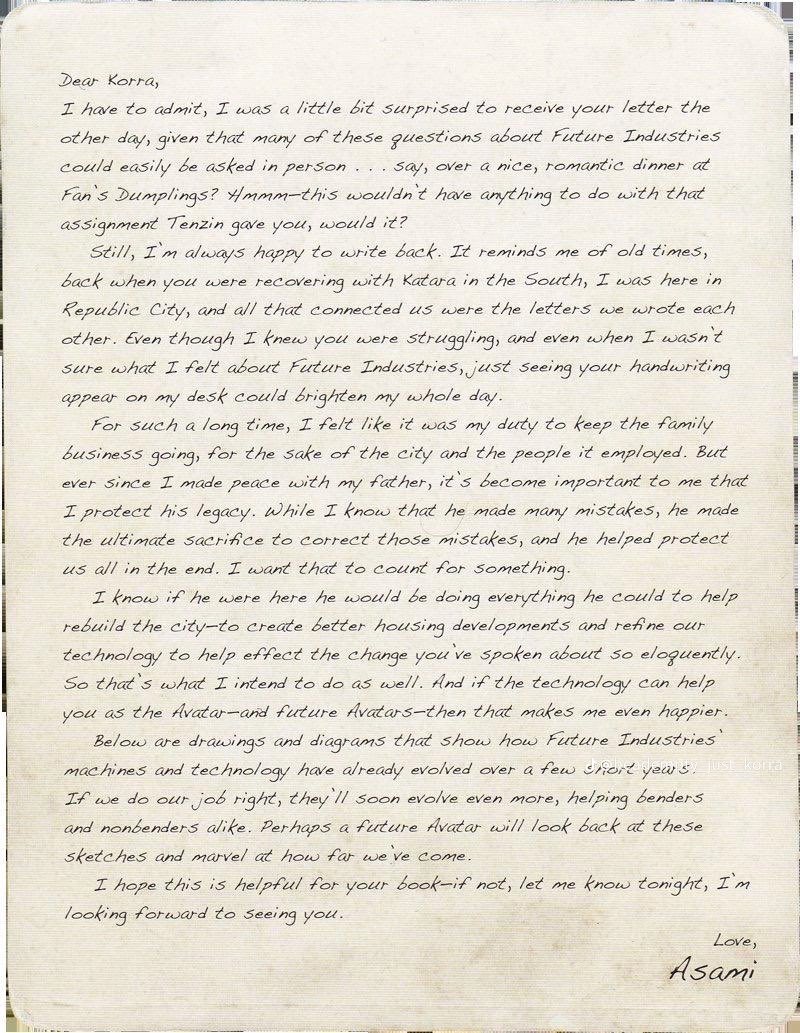 melinoesbum's tweet photo. asami’s letter to korra might be the cutest and gayest thing ive ever read https://t.co/TuLZVIOfO1