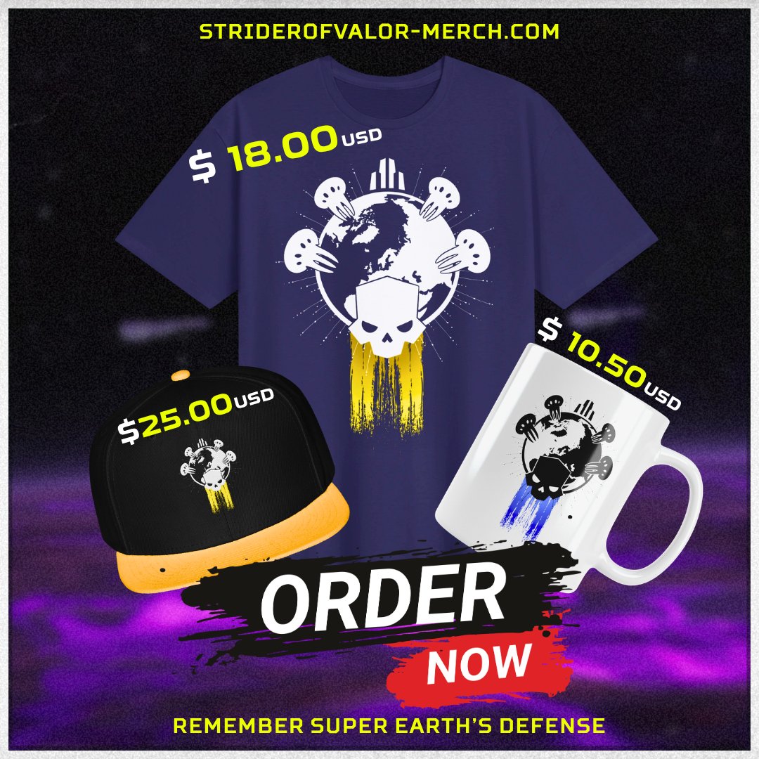 StriderOfValor's tweet photo. Greetings Helldivers! My talented artist @WolfTheWander and I came up with some democratic merch to remember the defense of Super Earth back on 2185. I hope you like it! 

Grab it @ https://t.co/wlhn2iTMvj

**This merch is NOT affiliated with Arrowhead Studios

#helldivers2 https://t.co/McUOLE4qVk