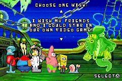 MiniP7's tweet photo. In the Game Boy Advance version of Revenge of the Flying Dutchman, one of the game's endings has SpongeBob wish for him and his friends to star in their own video game.
The artwork for said ending is based on the game "Legend of the Lost Spatula" done by the same developer. https://t.co/fCJovDlHvD