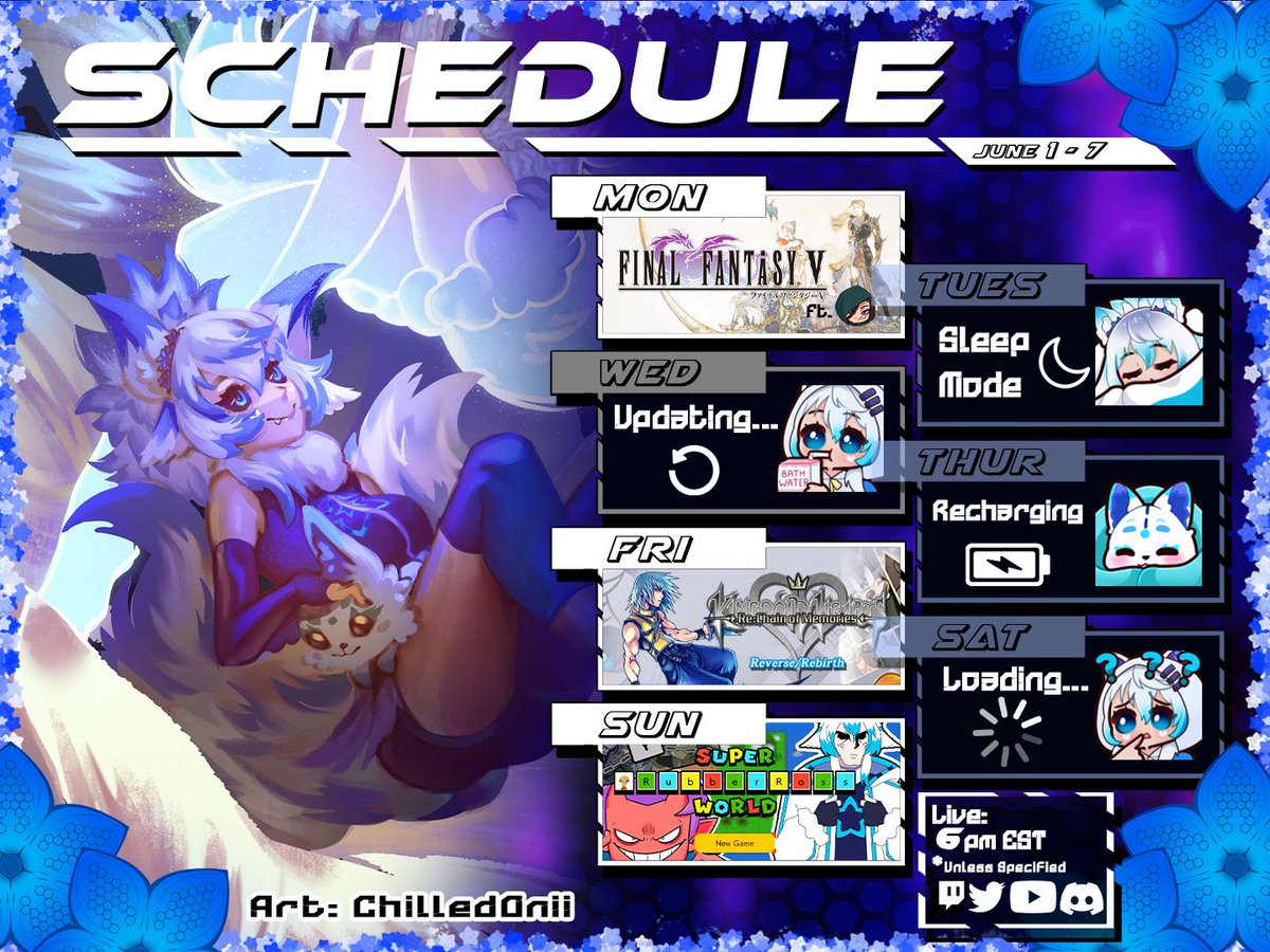MagicMallokay's tweet photo. NEW REGULAR SCHEDULE!!!
We'll now be live Mon/Fri/Sun

🧙Monday - FF5 with @feathereddancer
🃏Friday - Kingdom Hearts ReChain of Memories: Reverse Rebirth
🧱Sunday - Super RubberRoss World
24 levels down... 16 to go! And we're hardstuck on Touhou Mario... letsago!

See ya tmrw! https://t.co/IS1FAEjY9s