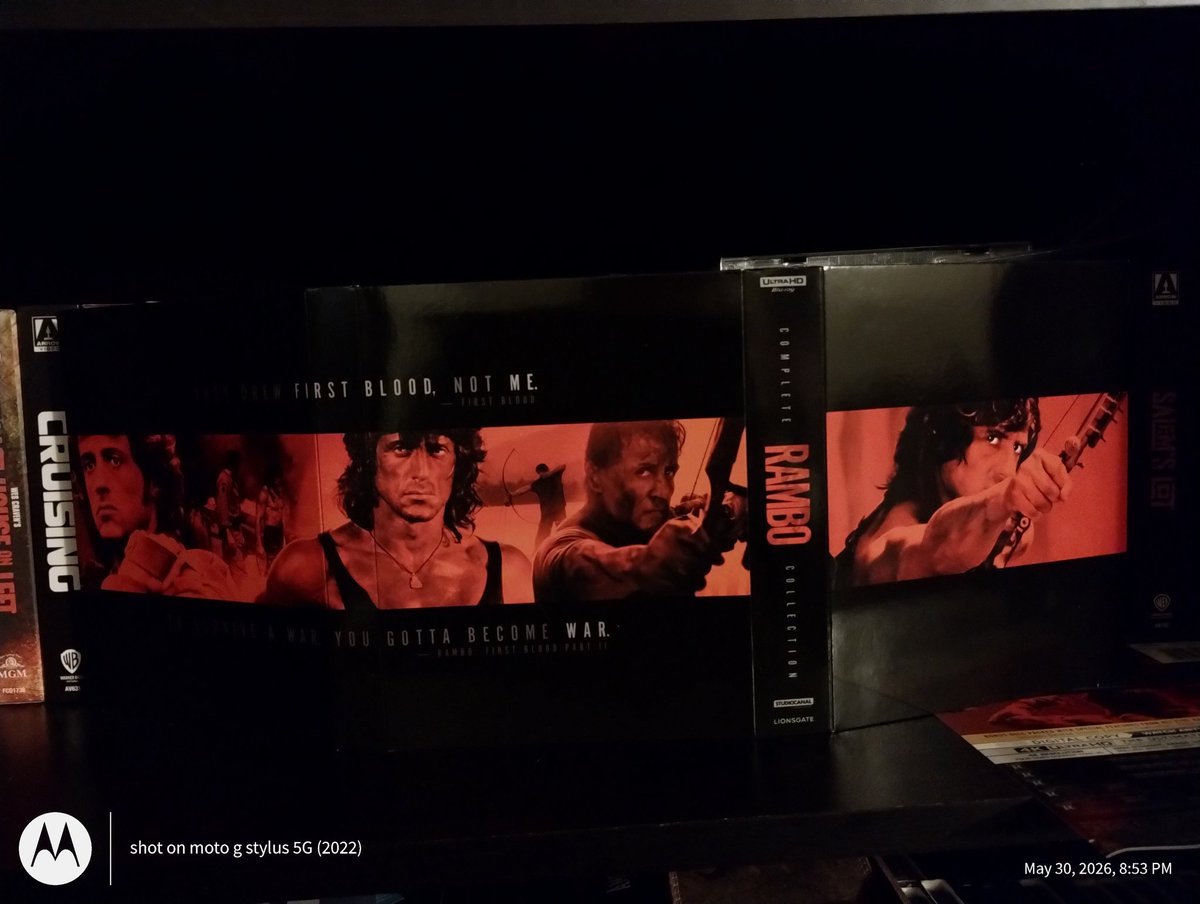 annericelover's tweet photo. #Rambo #4K #CompleteCollection has about 12hrs of bonus features on just the bonus disc alone. The films only have commentary tracks
FB: 3hr26.46
R2: 1hr35.05
R3:1hr47.06
R4:2hr52.56
R5:1hr22.17
BF:43.24
#PhysicalMedia @TheSlyStallone @Drumdums @Ectoviolence @pizowell @Lionsgate https://t.co/MSR08rWxYV