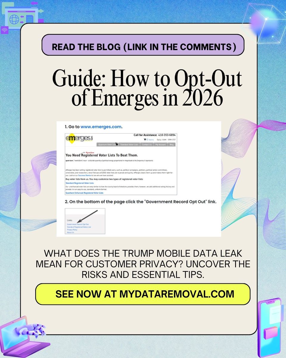 MyDataRemoval's tweet photo. Guide: How to Opt-Out of Emerges in 2026

#OptOut #guide #DataPrivacy https://t.co/267IFGxWw3