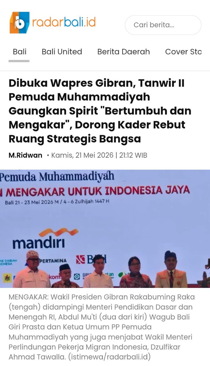 PraEquilibrium's tweet photo. Persaingan global membutuhkan bangsa yang solid. Dalam Tanwir II Pemuda Muhammadiyah, Gibran Bersama Pemuda mengajak anak muda Indonesia untuk saling menguatkan, membangun inovasi, dan menjaga persatuan bangsa. https://t.co/briHpdV9BM
