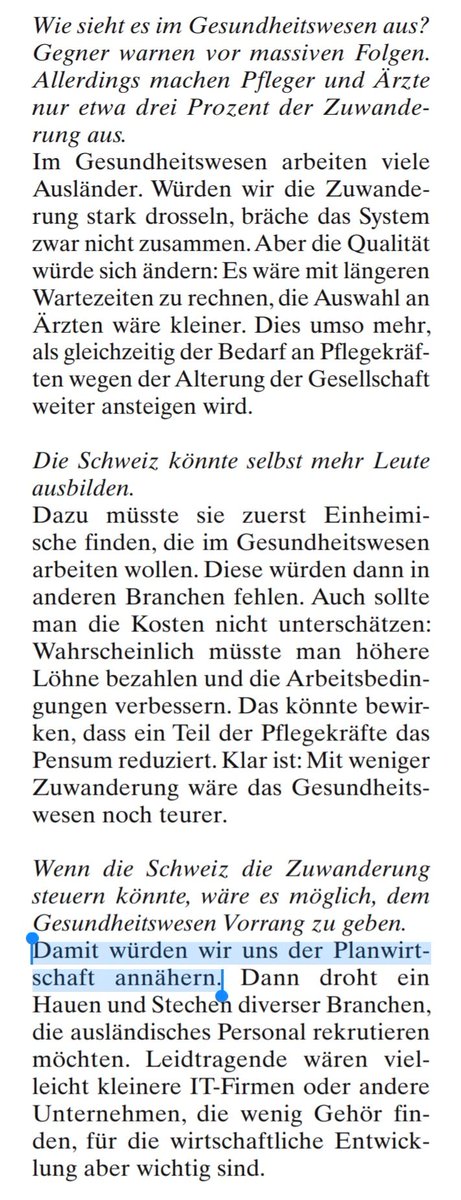 B_Unternaehrer's tweet photo. Prof. Reto Föllmi, Uni St. Gallen: "Ohne Zuwanderung kann die AHV sowieso nicht überleben". 
Interessant ist der Hinweis, dass wir uns der PLANWIRTSCHAFT annähern würden, wenn bspw das Gesundheitswesen bei Zuwanderung prioritär behandelt würde. 

Die SVP ist leider auf dem Weg, eine Planwirtschaftspartei zu werden. Es sind die FDP und Die Mitte welche es in der Hand haben, für marktwirtschaftliche Lösungen einzustehen. Der Vorwurf seitens der Planwirtschaftspartei SVP, dass bspw Die Mitte eine linke Partei ist, grenzt an Absurdität. Jede Marktwirtschaft benötigt soziale Absicherungen, damit sie nicht zu einem sozialdarwinistischen System verkommt. Davon profitieren auch besonders viele SVP Wähler. 

https://t.co/Rgv1RVjWAY