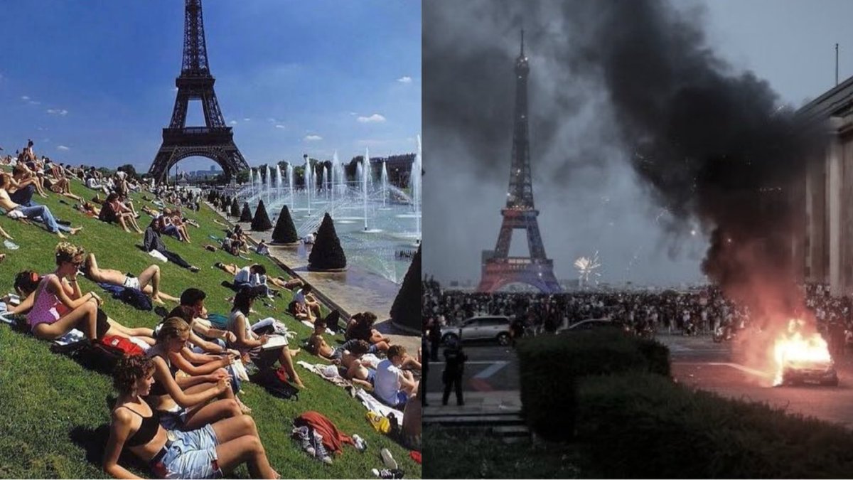 TruthFairy131's tweet photo. 🔥 Translated from Anonymous FRENCH FIRE FIGHTER: 

“I’m a firefighter, and what I saw yesterday in the streets of Paris broke my heart.

We responded around 10 p.m., after the call for a dumpster fire that was escalating. We thought it was just a simple evening incident. We arrived on the scene, and it was hell. Paris, my city, the one where I grew up, where I did my first shifts, had become a war zone. Black smoke everywhere, screams, explosions from mortars. Groups of young people, often from immigrant backgrounds, hooded, organized, charging at law enforcement like on a battlefield.

I saw fellow police officers getting lynched with iron bars. I saw a police car pelted with stones as we were just stepping out to put out a fire that was threatening families. We were set upon by rioters who screamed at us, calling us “dogs.” We were just trying to save lives, and we became targets.

I picked up a 14-year-old kid, face covered in blood, who was crying as he said he’d followed “the big guys” just “for fun.” I saw a mother, shutters closed, begging us to protect her children while everything downstairs was being smashed. Shattered storefronts, looted shops, burning cars… all of it under the pretext of “celebrating” something.

Celebrating isn’t breaking things.

Is this France in 2026? A country where you can’t go out at night without risking your life? A country where entire neighborhoods are handed over to clans that respect neither our laws, nor our history, nor our firefighters, nor our police? Where we watch helplessly as our capital, a symbol of light and culture, is turned into a playground for barbarians who spit on the hand that feeds them?

That night, coming home at 6 a.m., still covered in soot and sweat, I cried like a child. Not from exhaustion. From rage and sadness. For my children. For my injured colleagues. For this country I love and that’s letting itself die.

Wake up. Please. Before there’s nothing left to save”