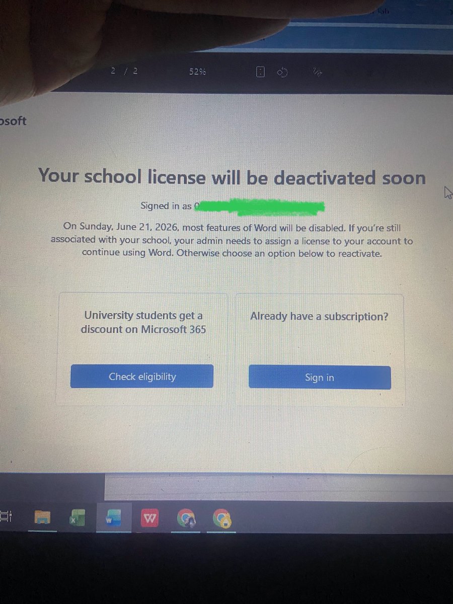 logichrome's tweet photo. Ada yang pernah dapet case gini juga ngga?

Microsoft 365 nya mau deactive padahal masih aktif jadi mahasiswa https://t.co/gpwp4EZxda