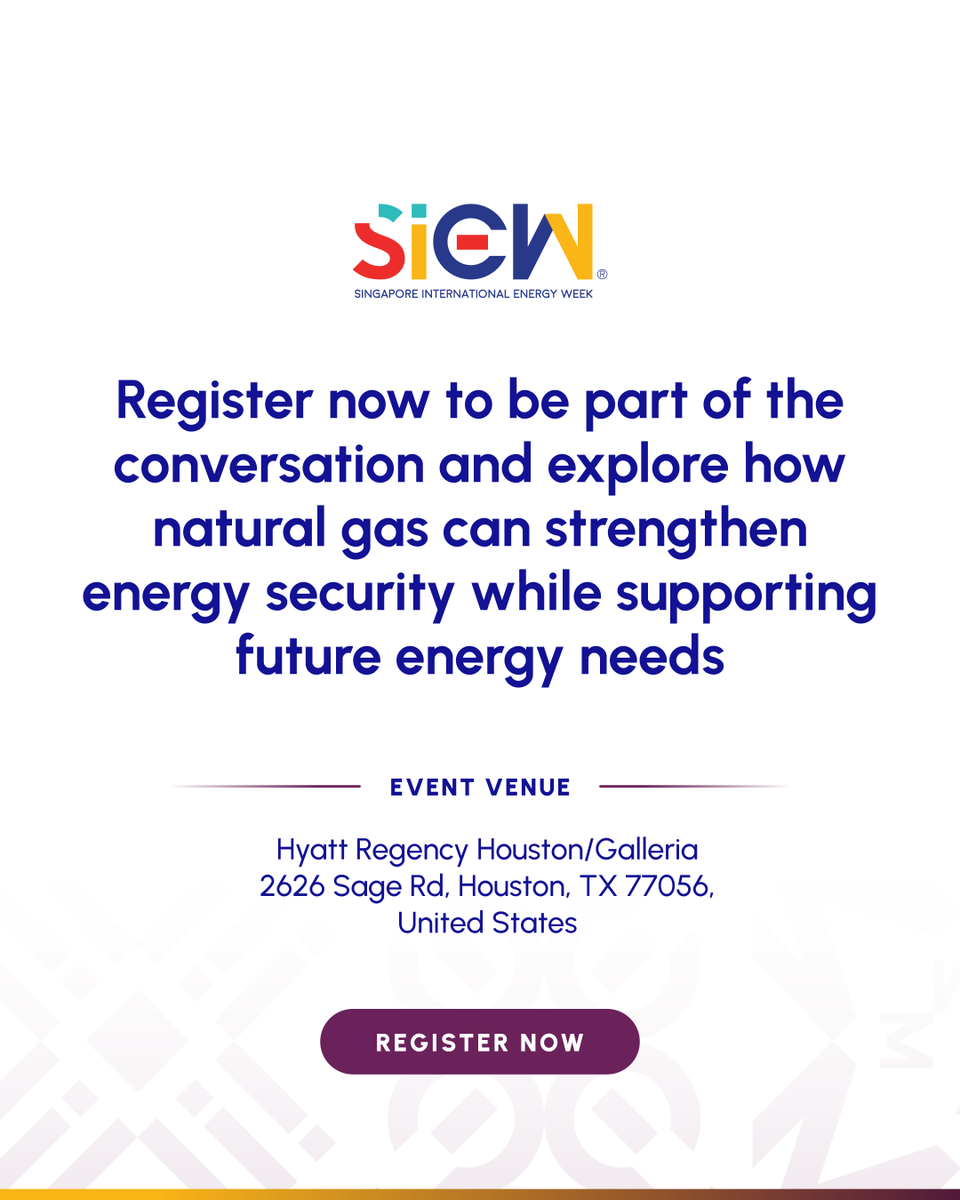 SIEW_sg's tweet photo. Join global energy leaders at SIEWConnects@Houston as they discuss the trends, technologies and investment strategies shaping the future of gas in the evolving energy landscape.
 
Last chance to register: https://t.co/4I9vVFxNjB

#SIEW2026 #SIEWConnects https://t.co/xGpIm0n2B3
