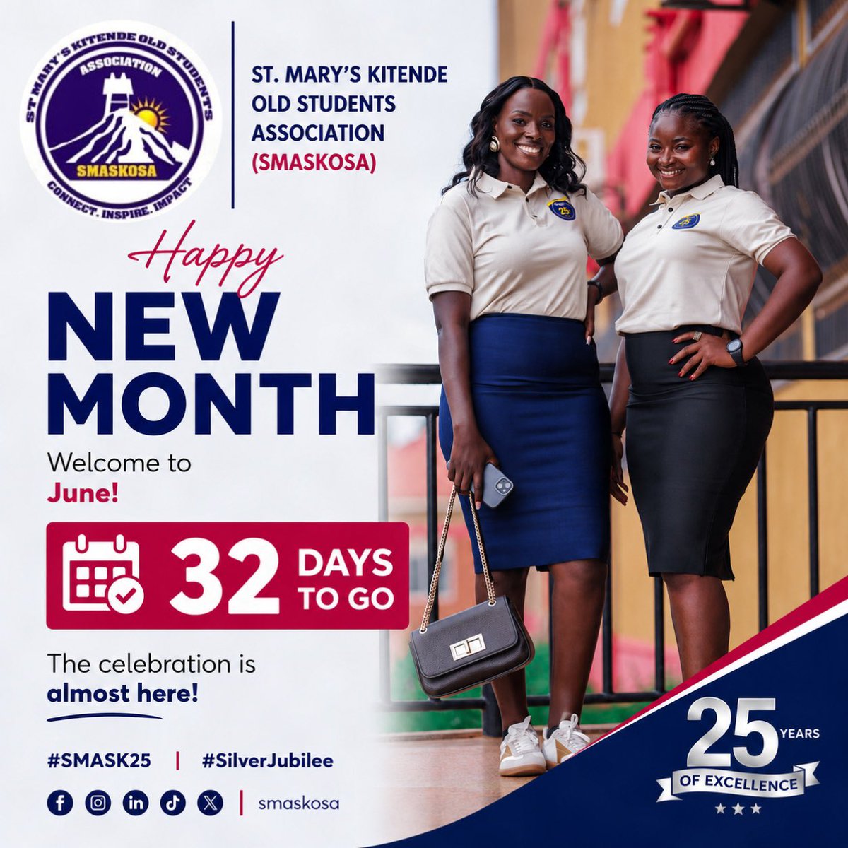 smaskosa's tweet photo. June is here, and the countdown continues! 

Only 32 days to go until we celebrate 25 Years of excellence! 

#SMASKat25 || #SilverJubilee || #SMASKAlumni https://t.co/yY57ErfI94