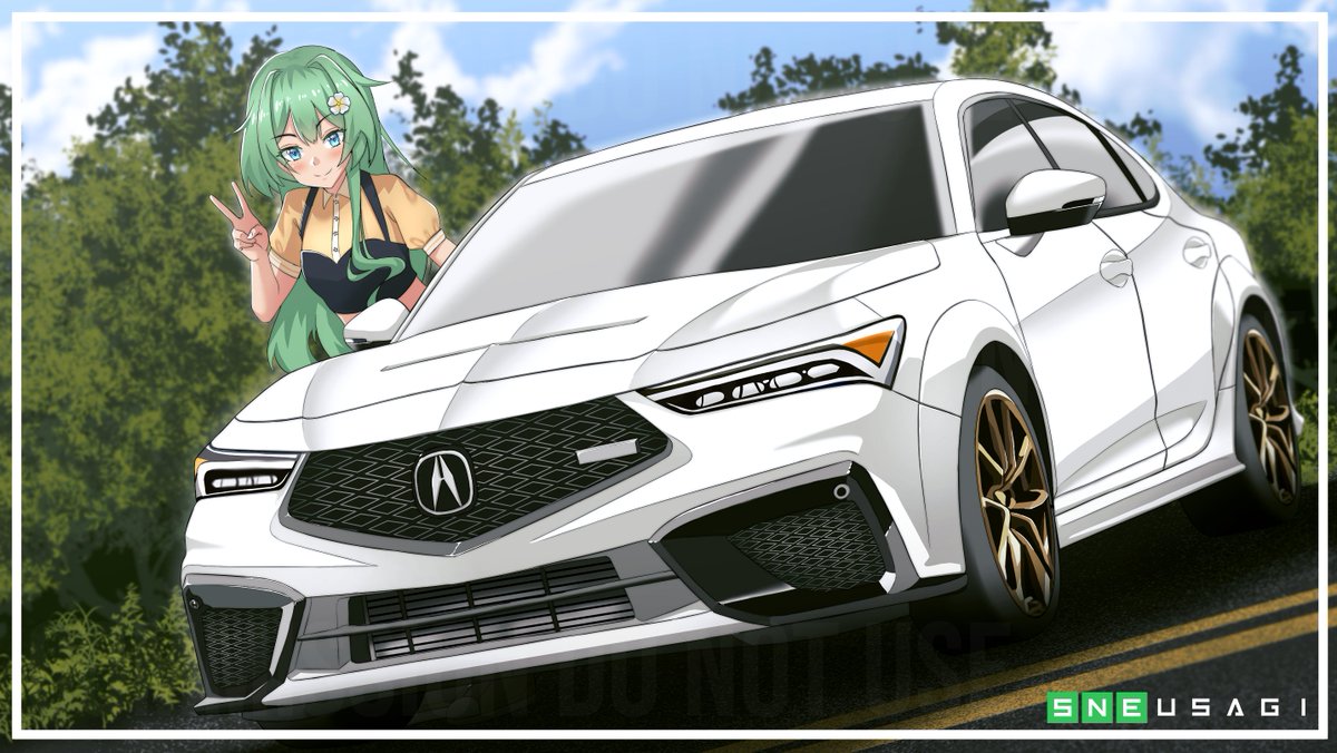 Ryousyn_'s tweet photo. There's a specific type of car Ryilee likes... the type that lets her row through the gears and has gold wheels🫣💚

🎨: @Sneusagi https://t.co/pdUeJmkyEL