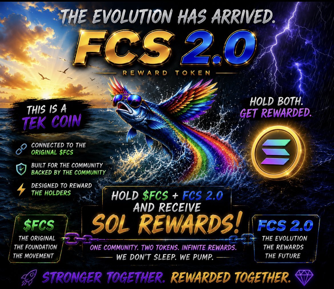 NeroKing2415's tweet photo. 🐟⚡ THE EVOLUTION HAS ARRIVED. ⚡🐟
This isn't a replacement.
This is an expansion of the ecosystem.
FCS 2.0 is a TEK coin connected to the original $FCS, built to reward the people who have been supporting the movement from day one. 💎
Here's the alpha 👇
✅ Hold $FCS ✅ Hold FCS 2.0 ✅ Earn SOL rewards
One community. Two tokens. One mission.
We're creating something that rewards conviction, rewards loyalty, and rewards the people who continue to show up every single day.
The grinders. The holders. The believers.
This is for YOU. 🔥
The foundation is $FCS. The evolution is FCS 2.0.
Stronger together. Rewarded together. 🚀💎🐟
#FCS #FCS20 #Solana #CryptoRewards #DiamondHands #PumpFun #CTO #

$FCS
9kcgjPLUB1Twq6NWHd51jGQJsd8Lgc1xZVyioCAWpump

$FCSRL
AMc5zMxS1HWdyhYst68vaVGT5RyDvK1W6MoGoveppump