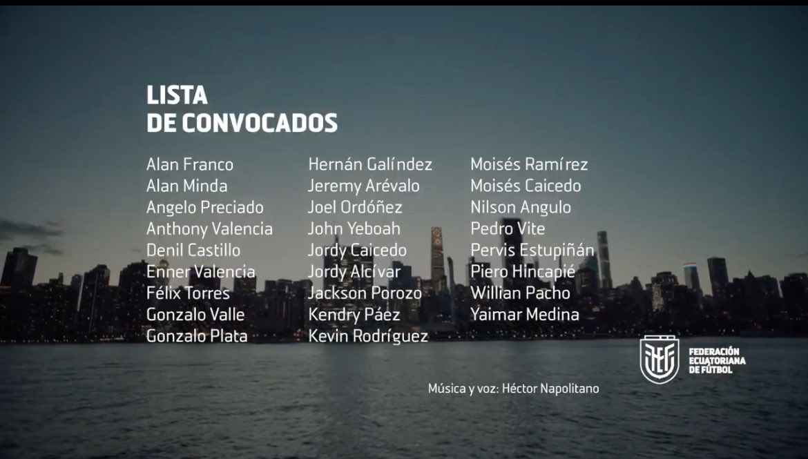 SoyPabloPuente's tweet photo. OFICIAL:

Jeremy entra en la lista definitiva de Ecuador para el Mundial.

👏👏👏 https://t.co/MJyfvAhMvh