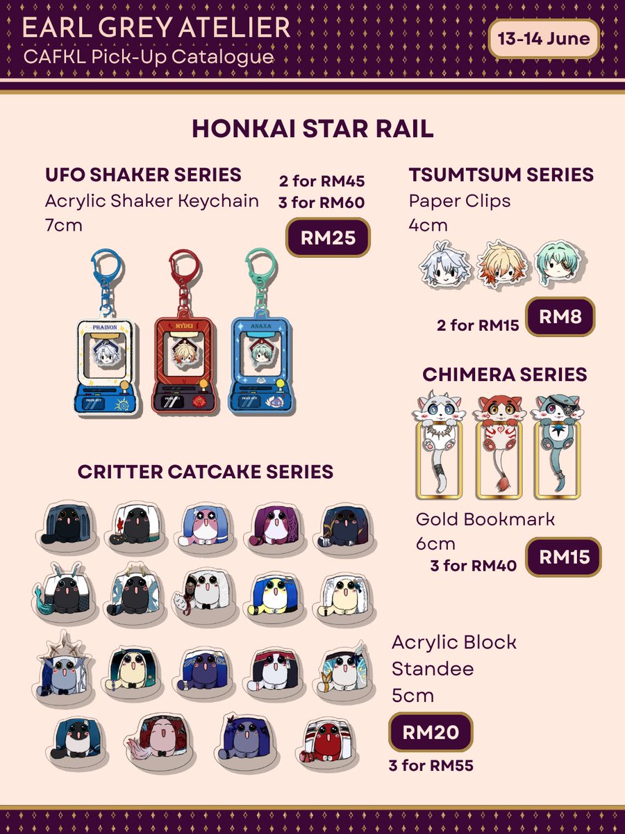 yuminachai's tweet photo. ✨ CAFKL Pickup Catalogue ✨

Bringing some of my merch to CAFKL for pickup ♡

✨ Honkai StarRail
✨ Zenless ZoneZero

* JJK  merch with @teasomnia  🫶

📍 Booth G49–50
📍 Hextar World Exhibition Hall

PO: https://t.co/RsbBIFBIPD

#cafklcatalogue #cafkl2026 #HSR #ZZZ #jjk https://t.co/mGme3DwQI6